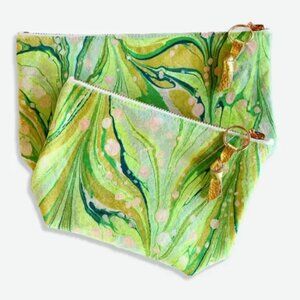 Handmade Astral Marbled Pouch - Ivy - Small